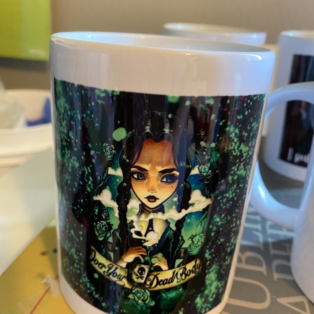 Artistic Green and White Mug